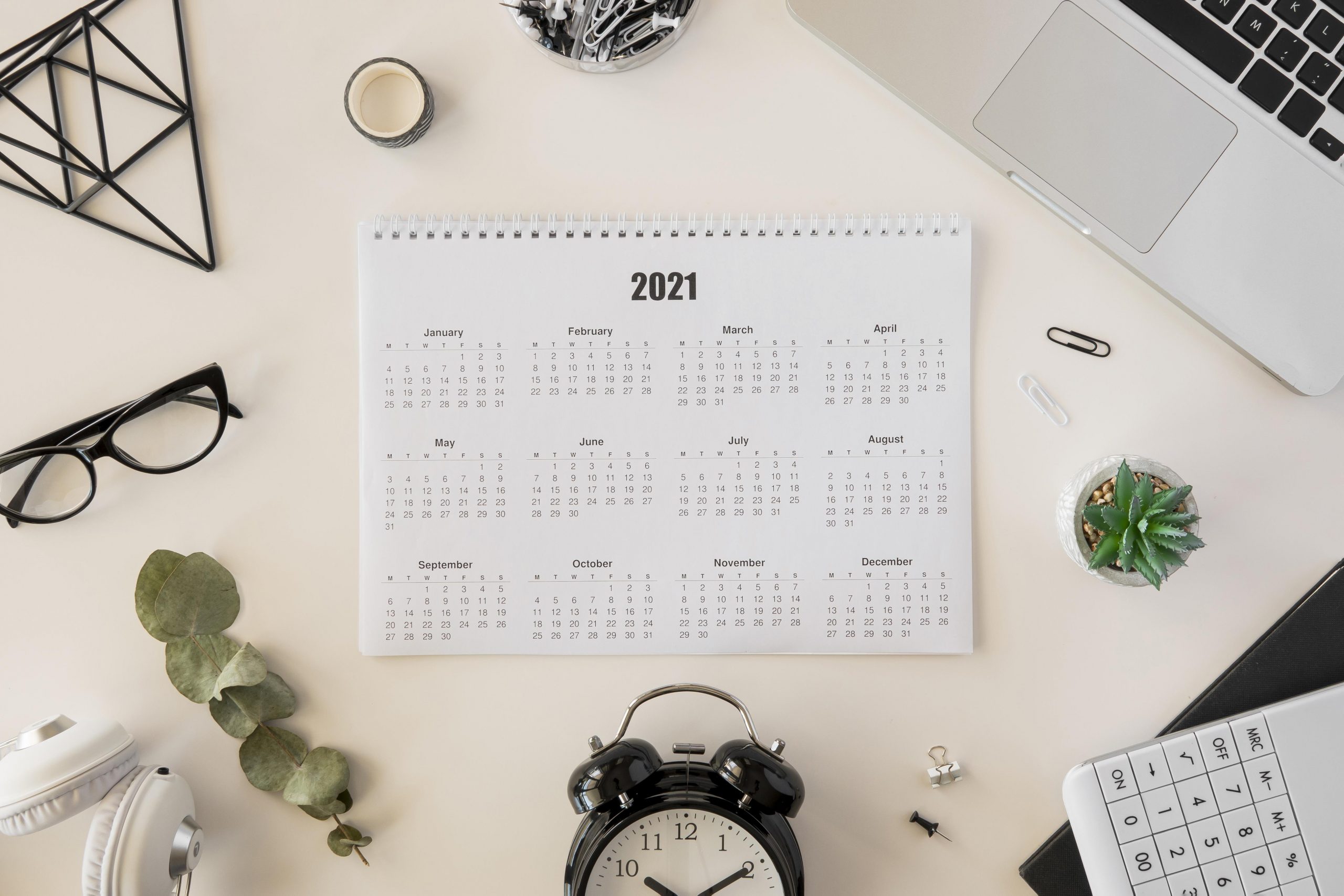 close up of calendars on the table for planner,business,organization,management