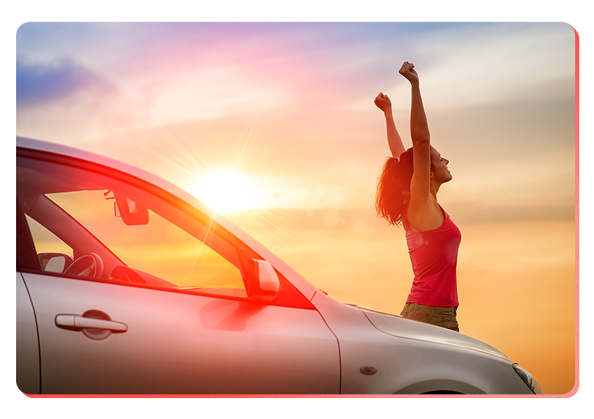 woman with car happy for outsource service