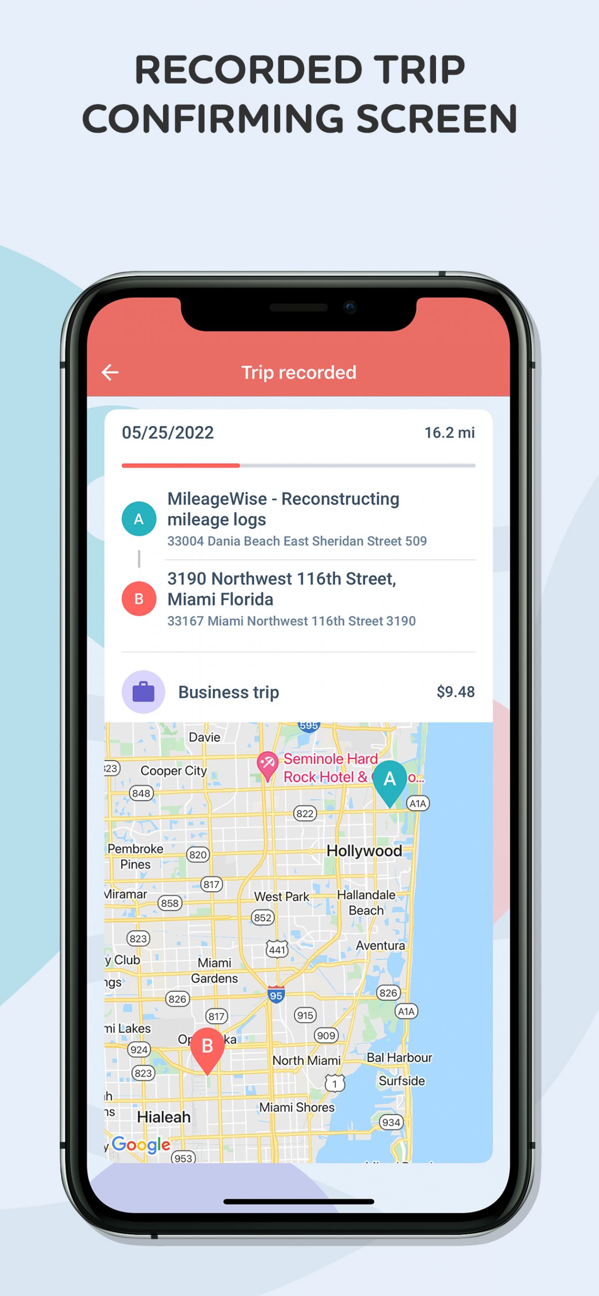 Recording Trip Confirming Screen