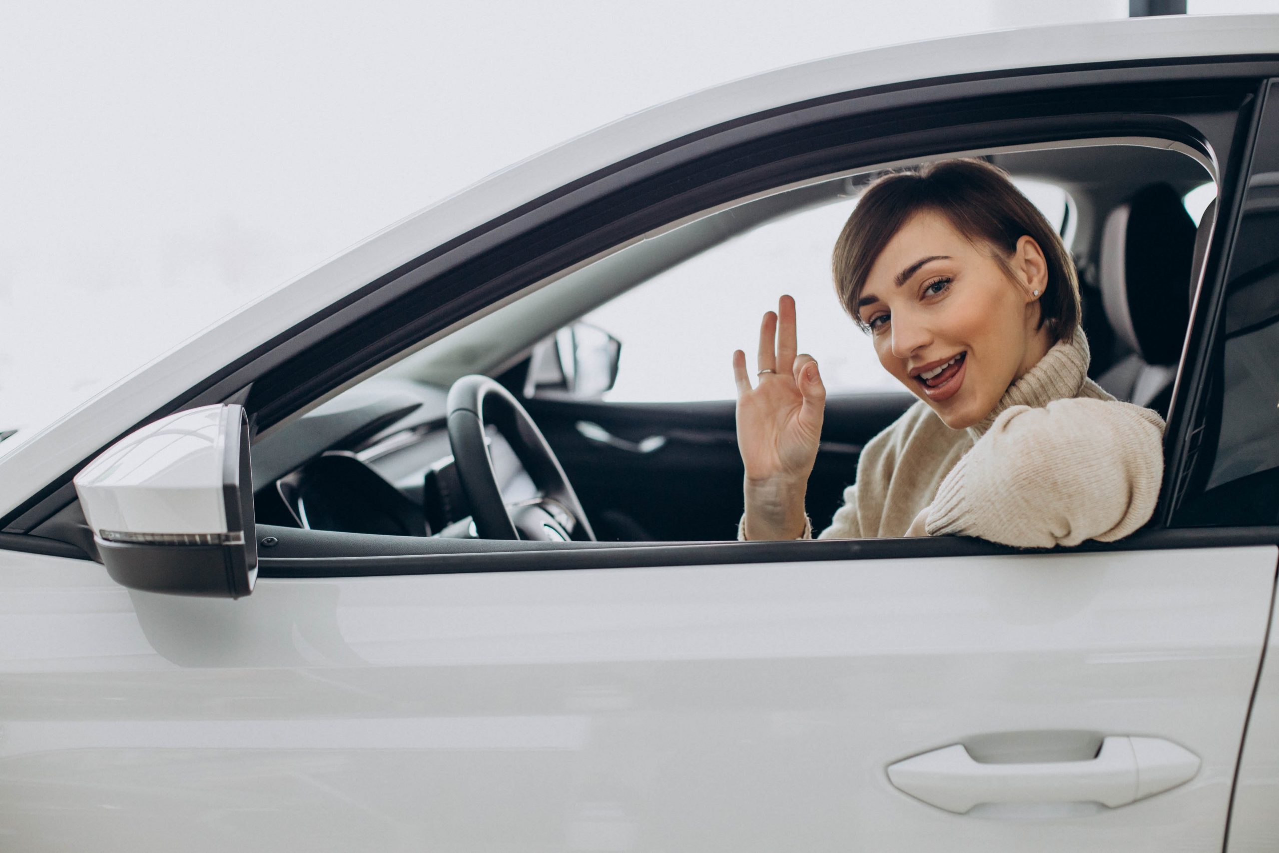 woman in car