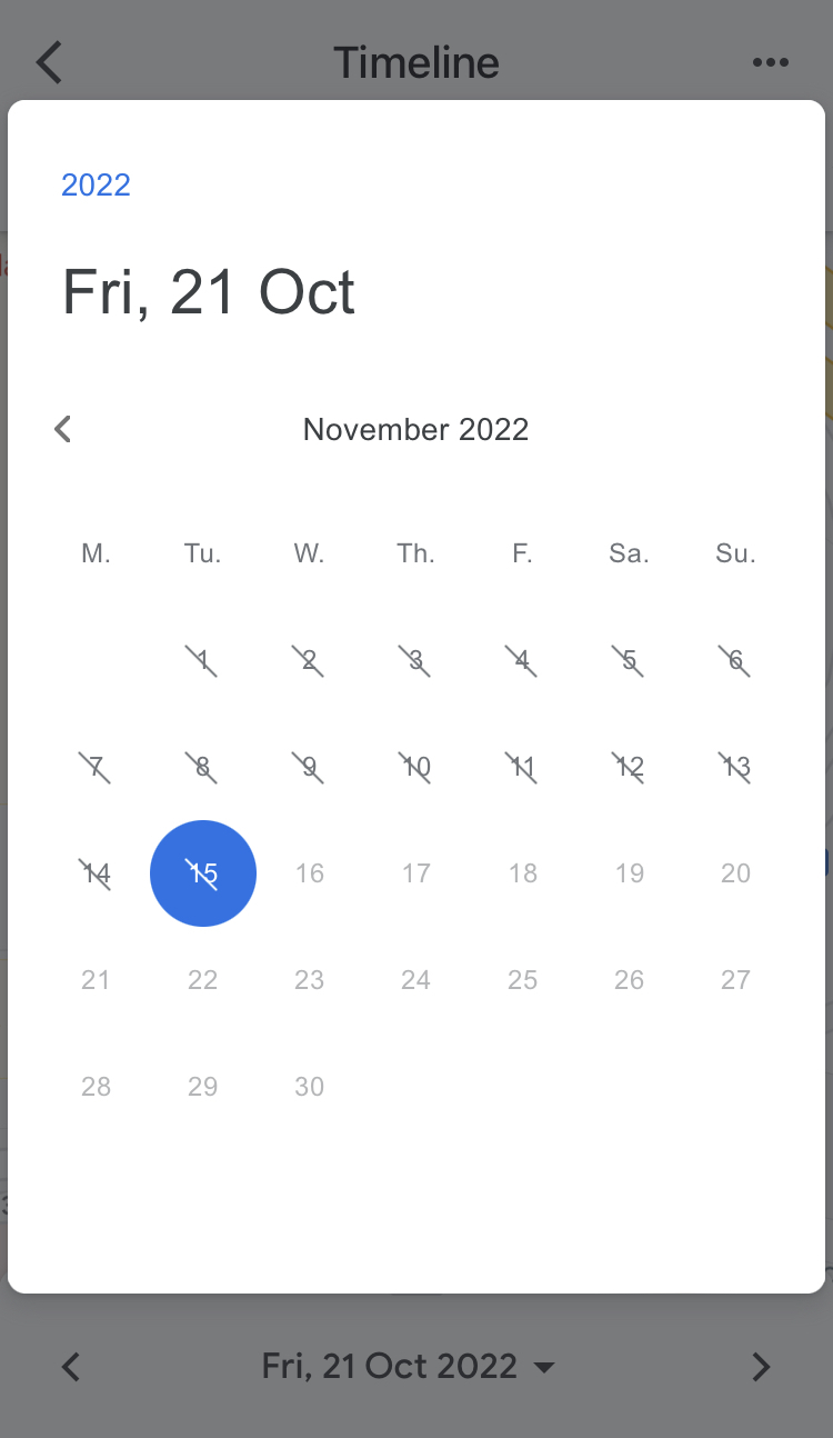 google maps timeline location history calendar