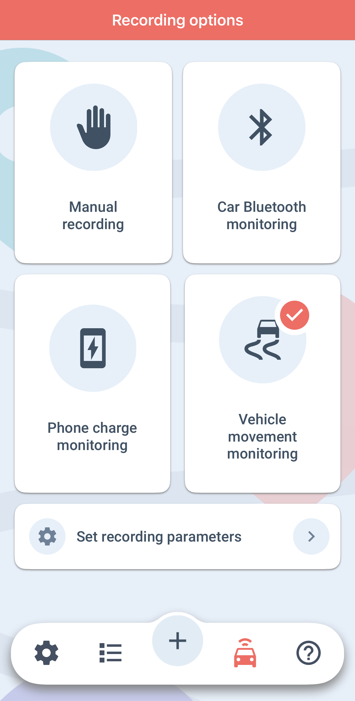 mileagewise app recording options