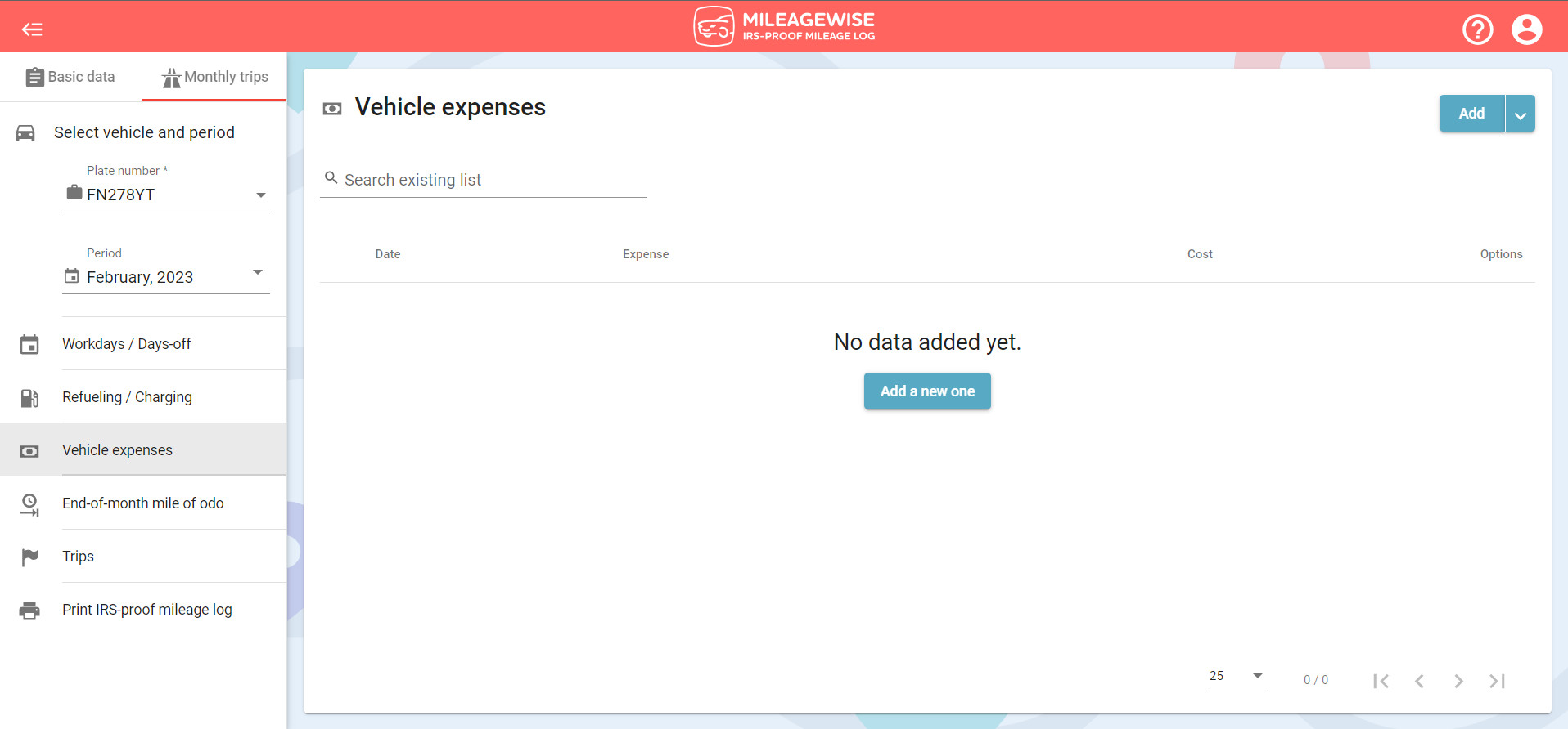 Vehicle expenses MileageWIse