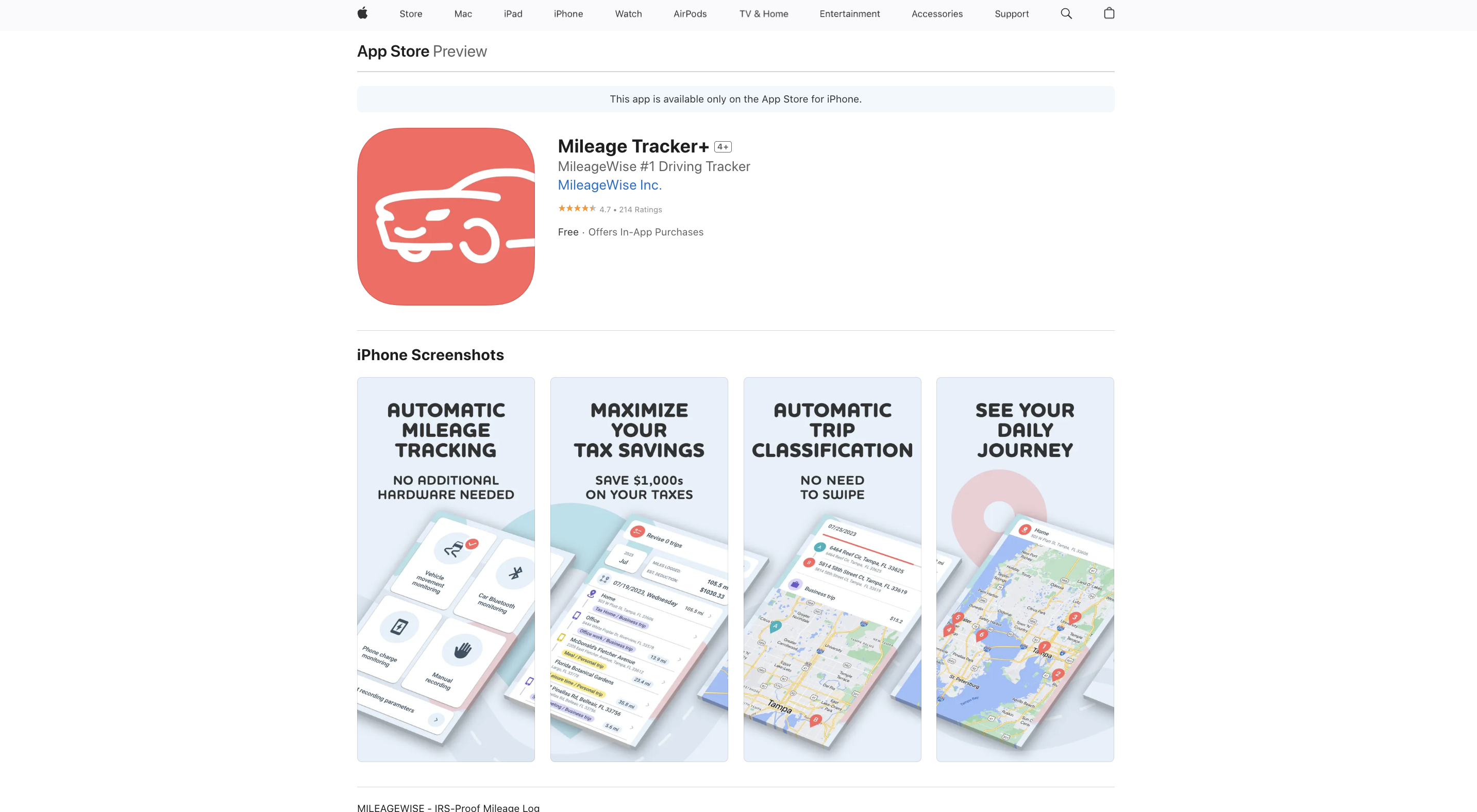mileagewise on app store
