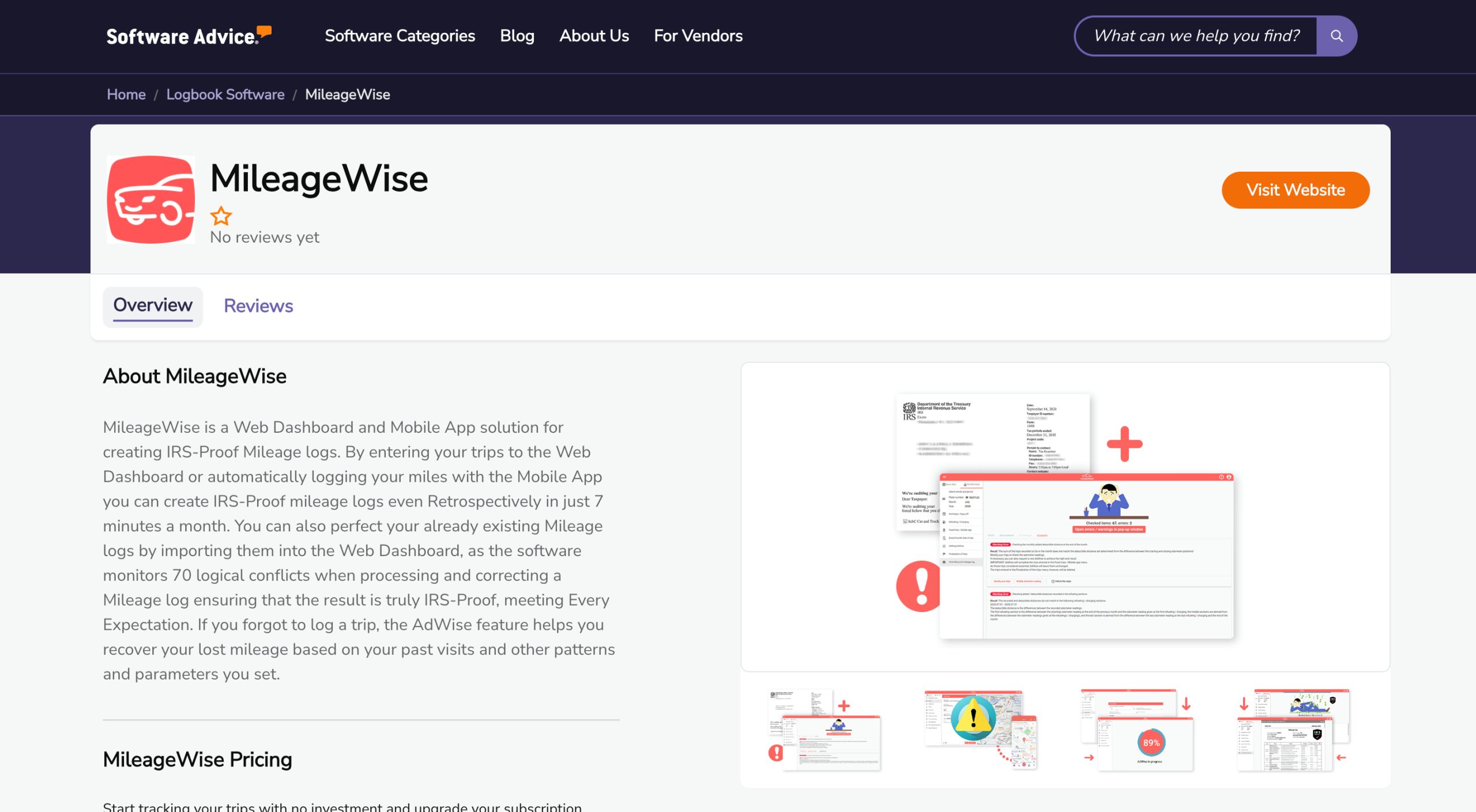 mileagewise on softwareadvice