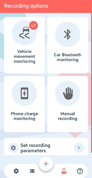 auto recording options in the mileagewise app