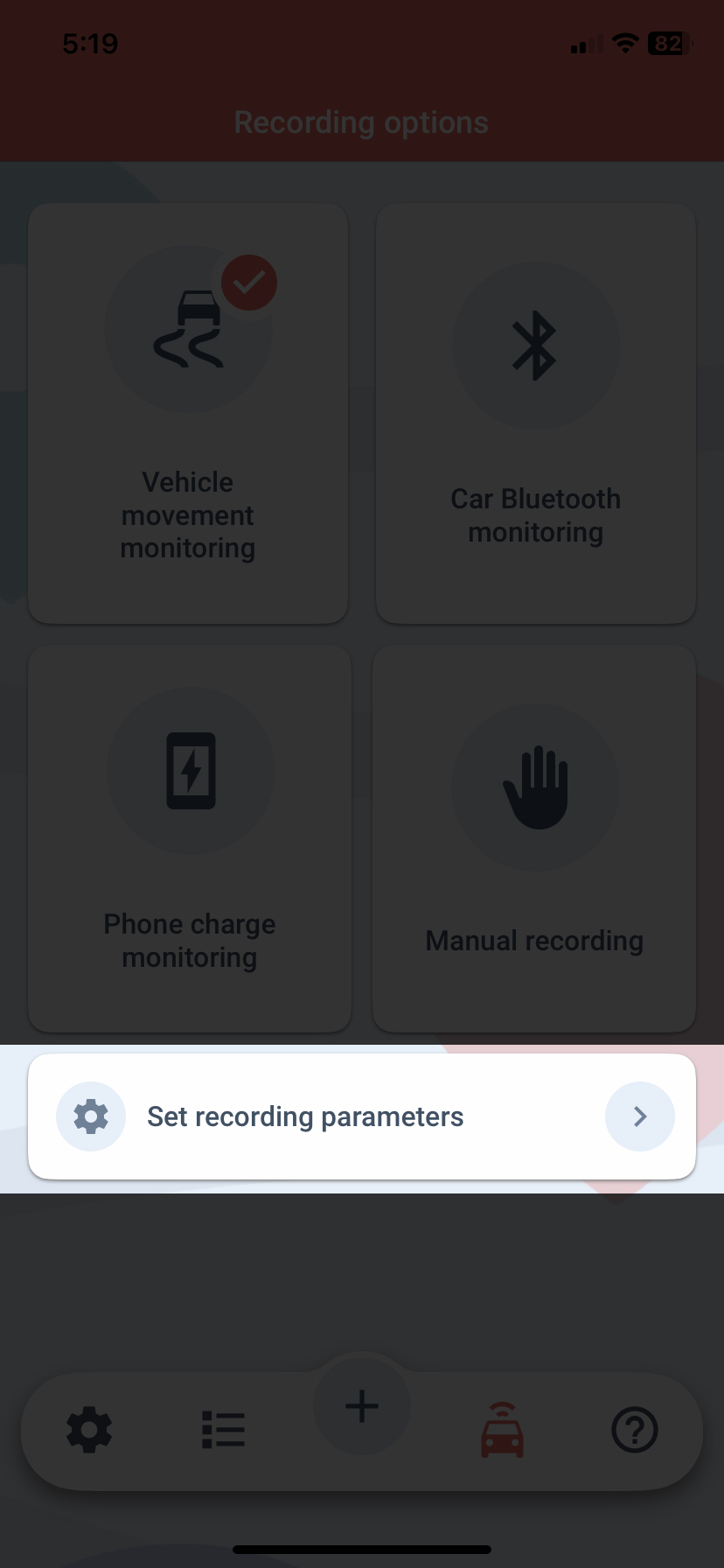 MileageWise recording modes