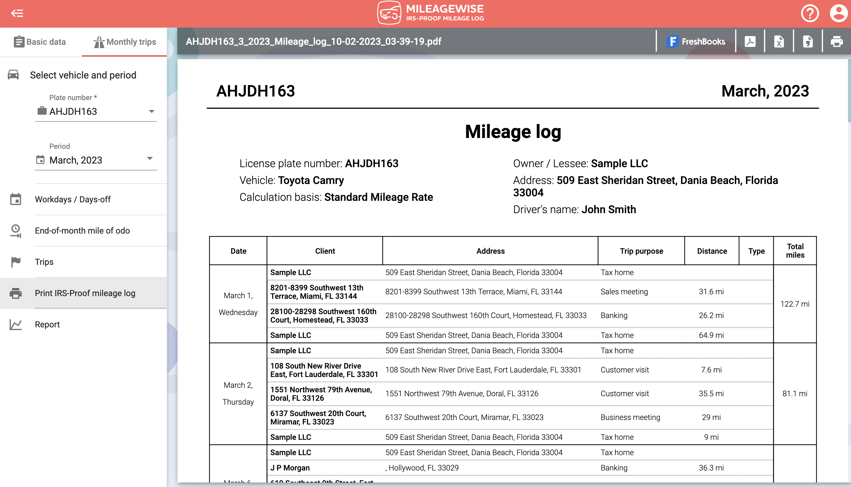 mileagewise offers user irs-proof mileage logs with a few clicks