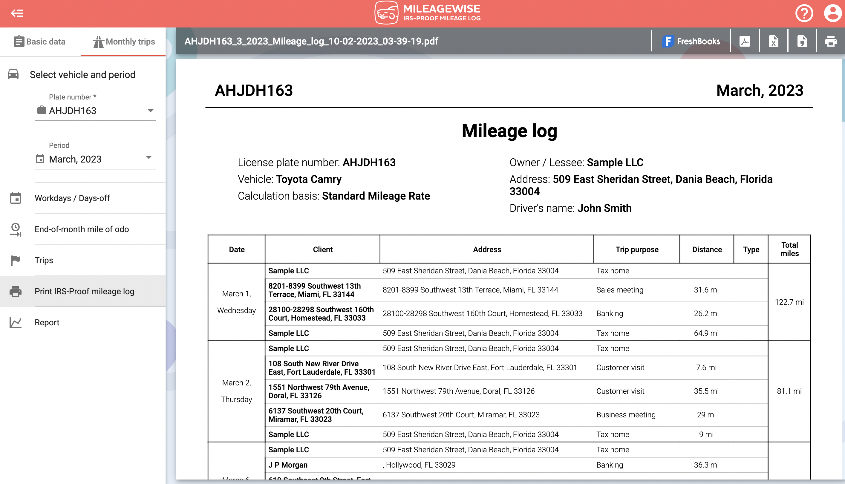 mileagewise offers user irs-compliant mileage logs with a few clicks