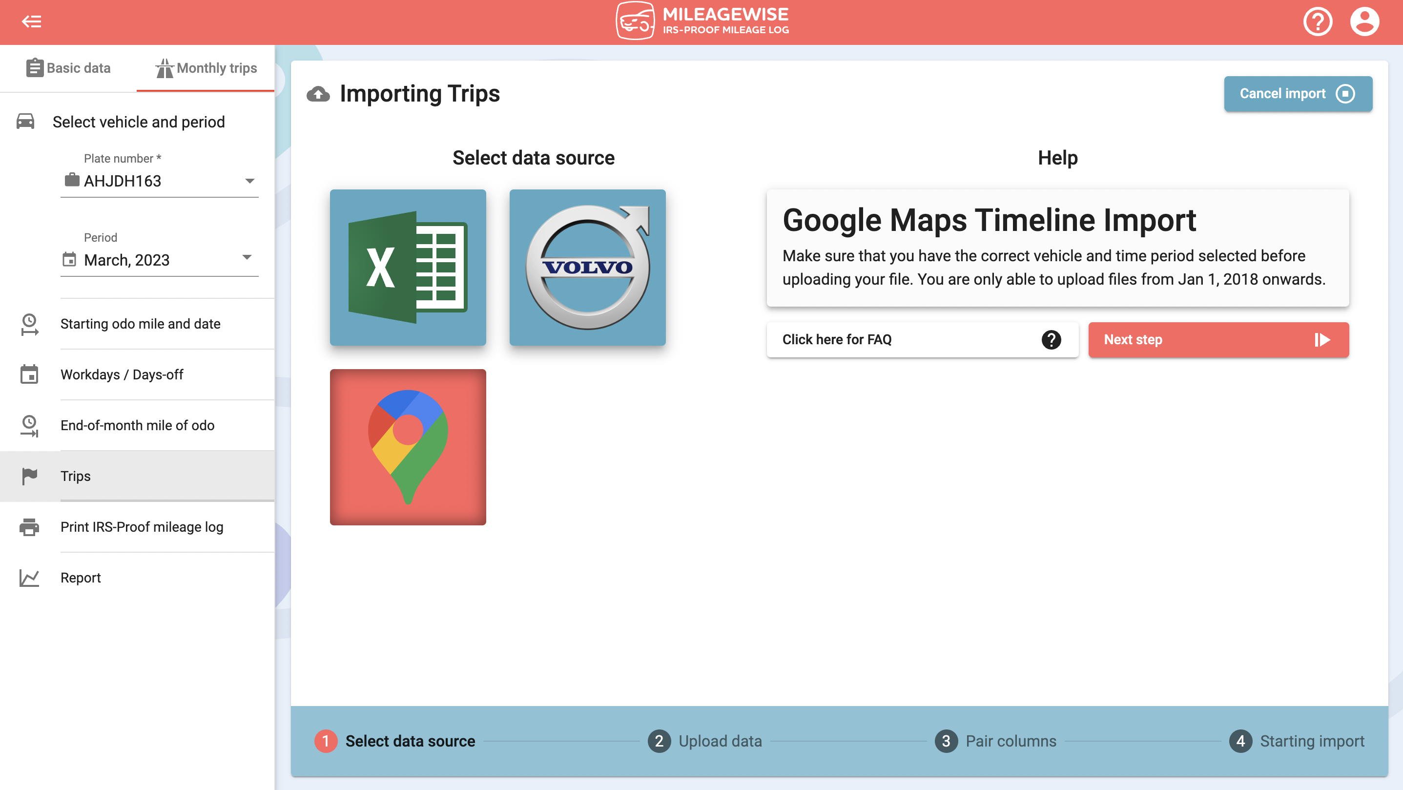 mileagewise lets users import their google timeline records and turns them into irs-proof logs