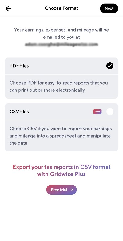 gridwise only allows tax file export in the paid version