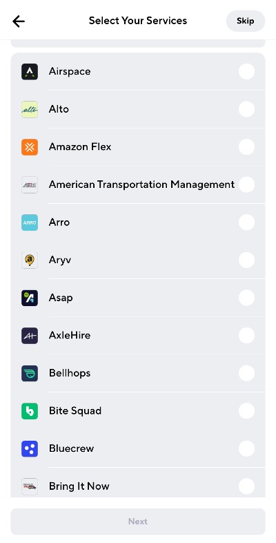 gridwise offers integration with 100+ gig services to track mileage for