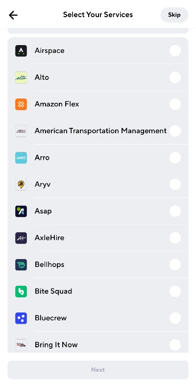 gridwise offers integration with 100+ gig services to track mileage for