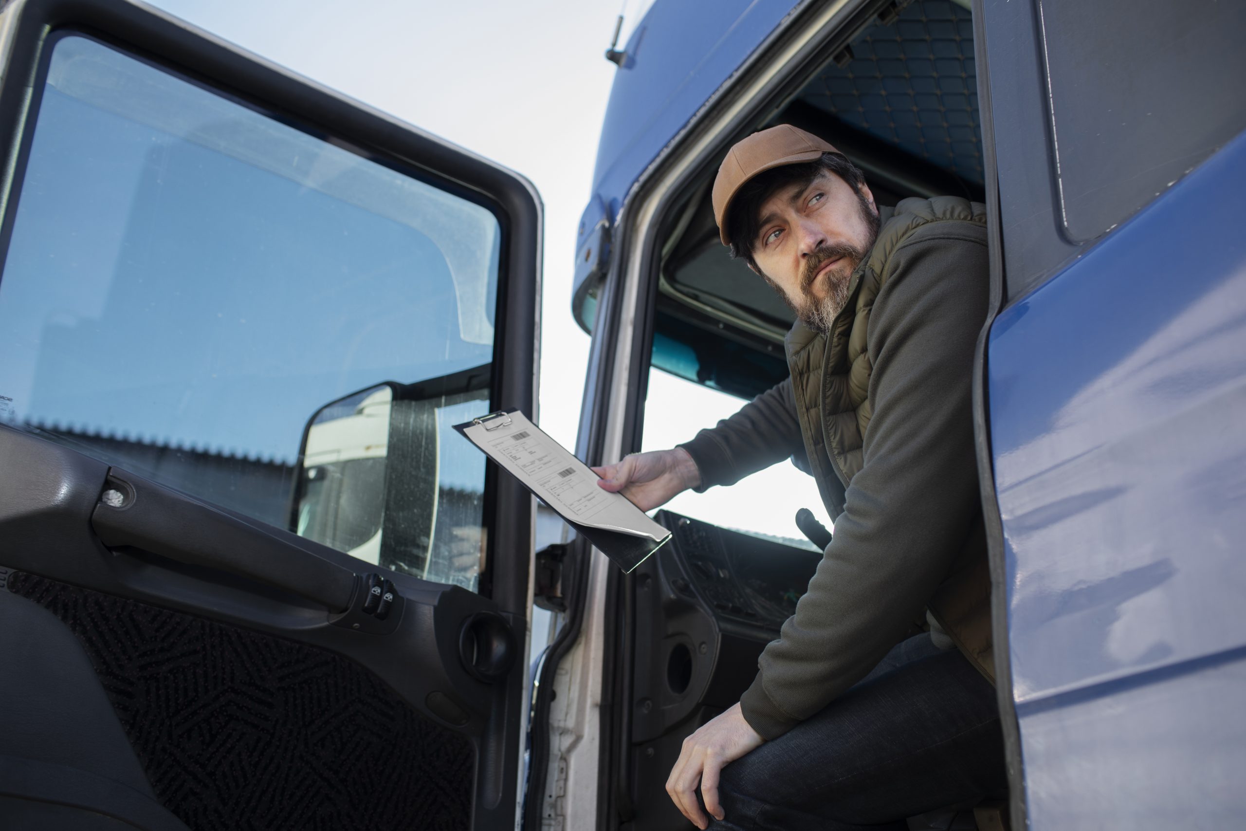 truck driver with speadsheet