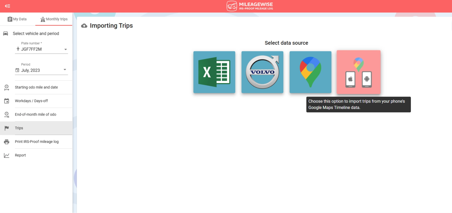 Google Timeline Mobile Import