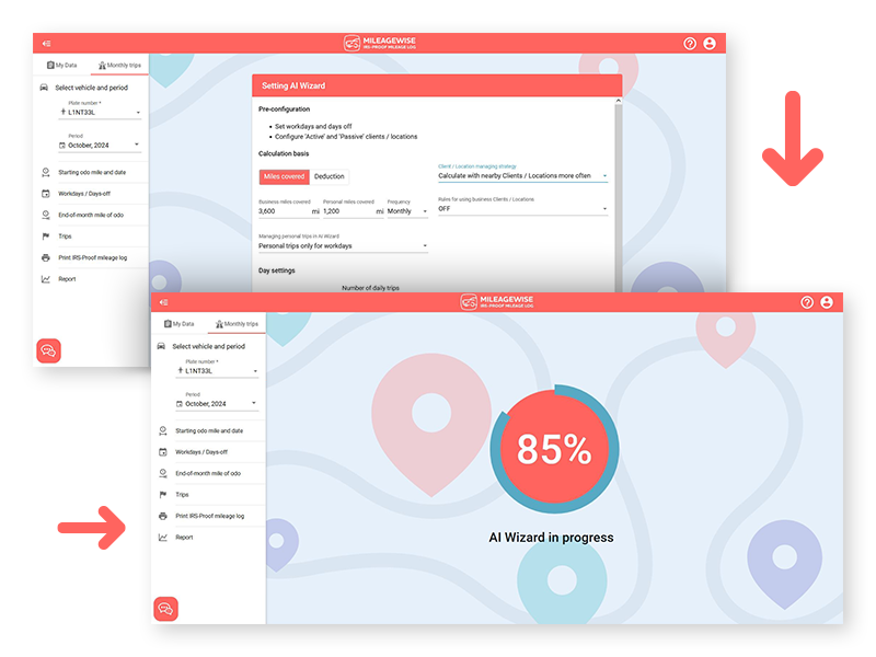 MileageWise's AI Mileage Log Generator reconstructs your trips and fills in the gaps