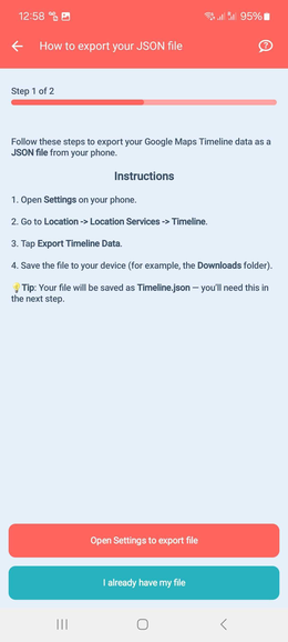 steps to transform timeline data into a mileage log