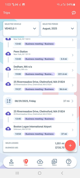 google timeline app list of trips