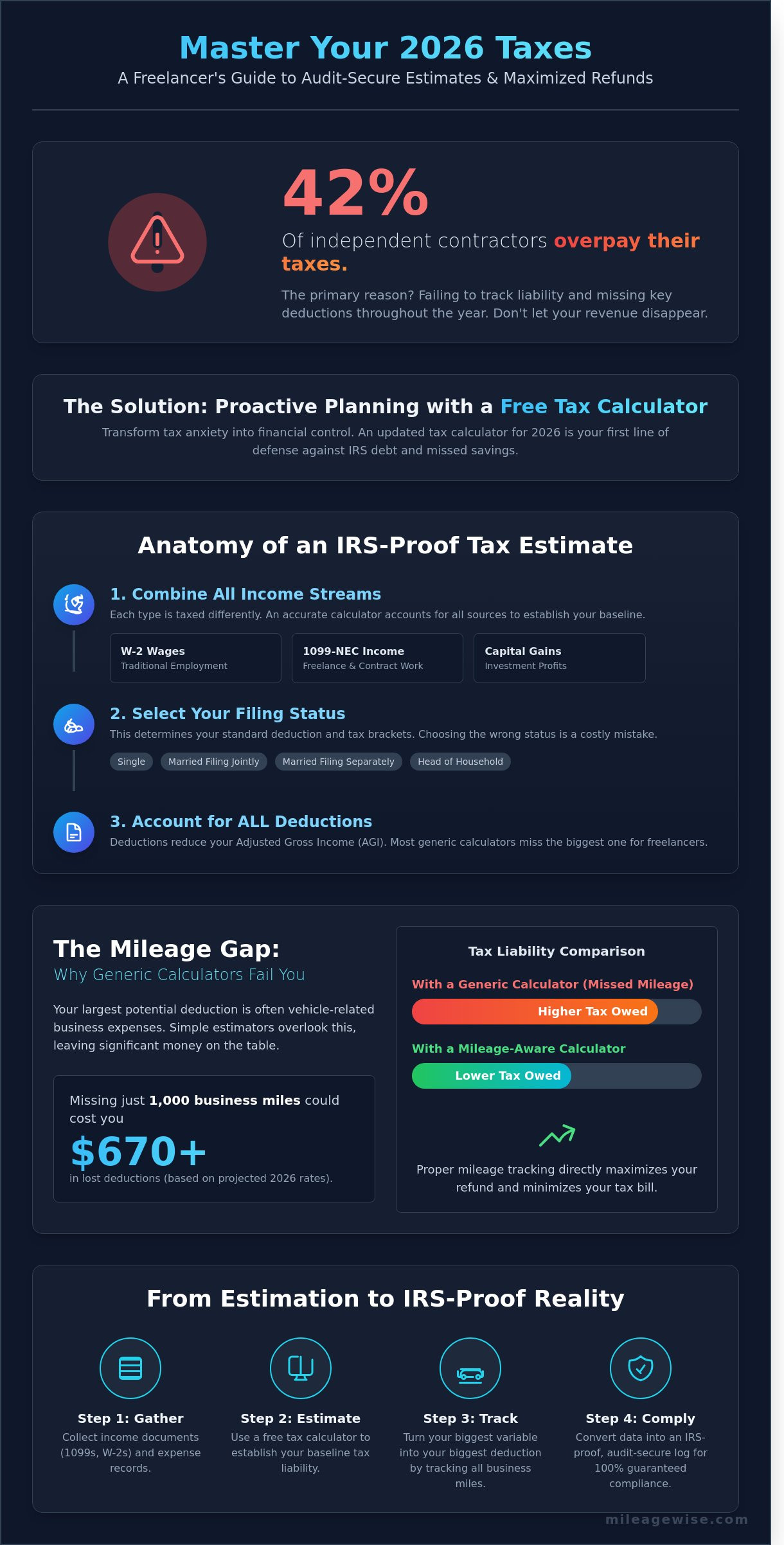 Free Tax Calculator 2026: Estimate Your Refund & Maximize Deductions - Infographic