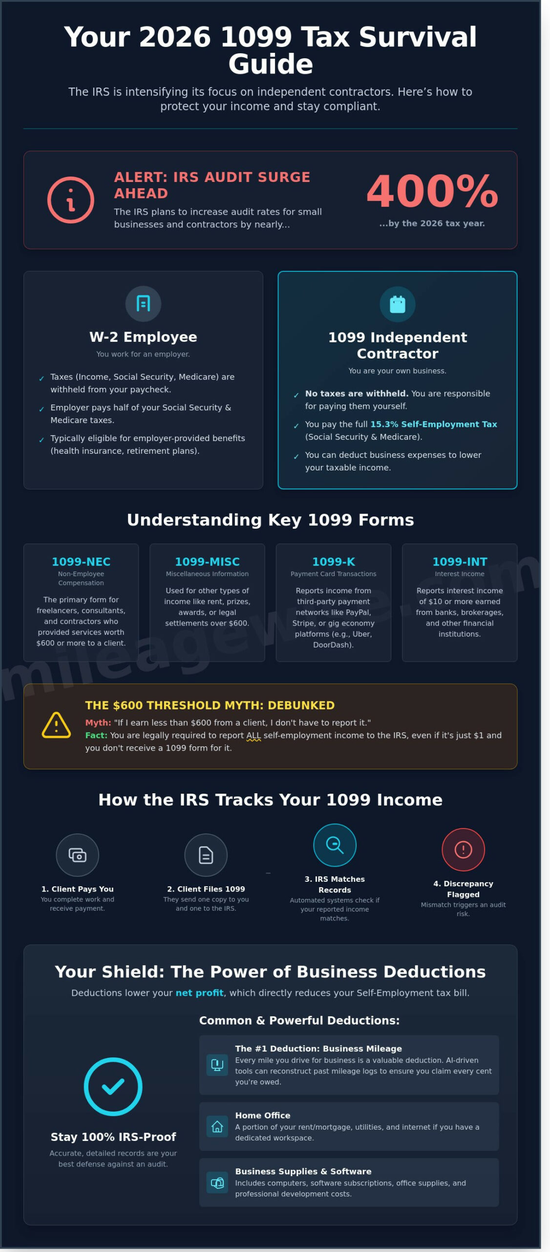 The 1099 Form Guide for 2026: Understanding Your Taxes & Deductions - Infographic