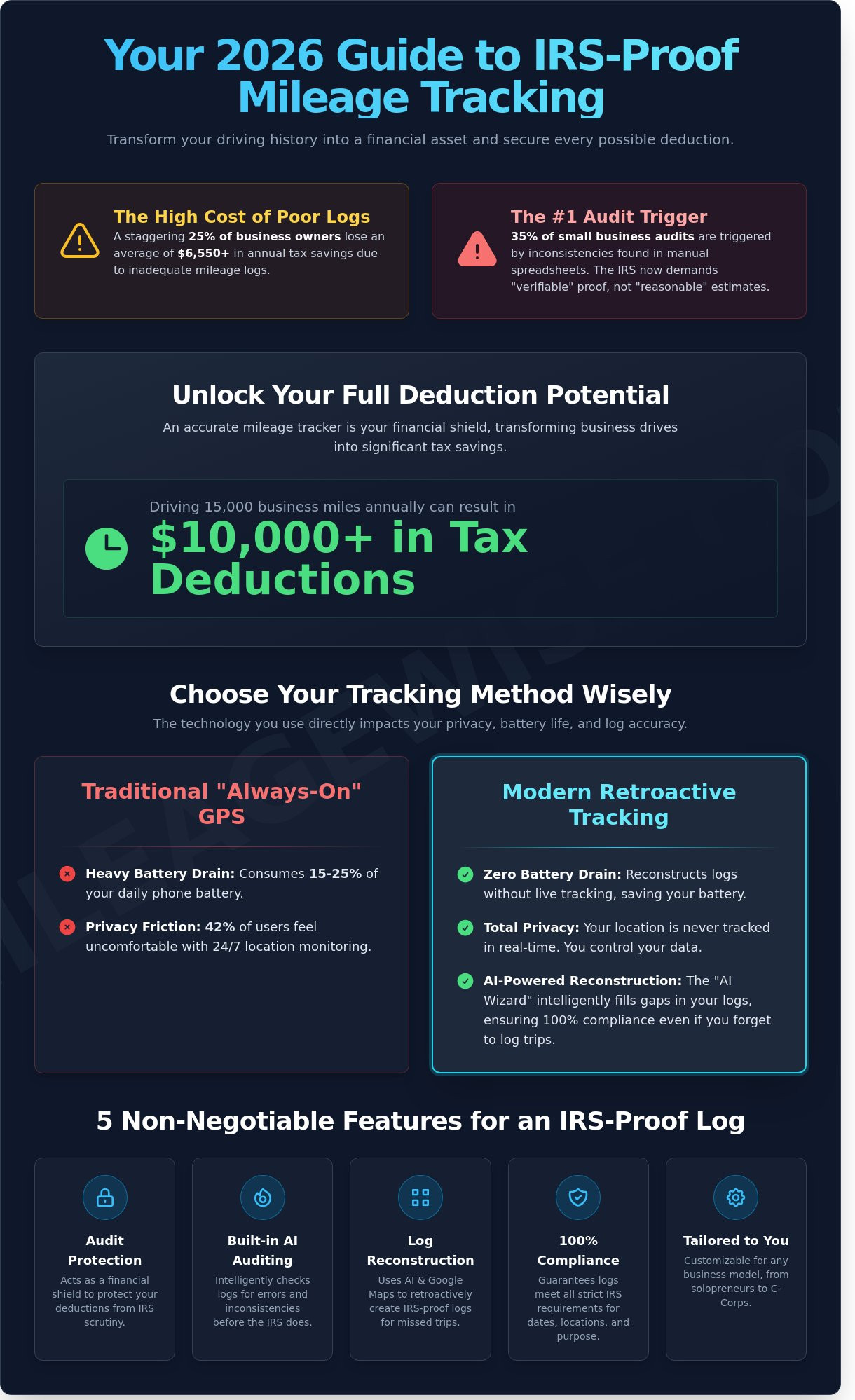 The Best Small Business Mileage Tracker for 2026: IRS-Proof Your Deductions - Infographic