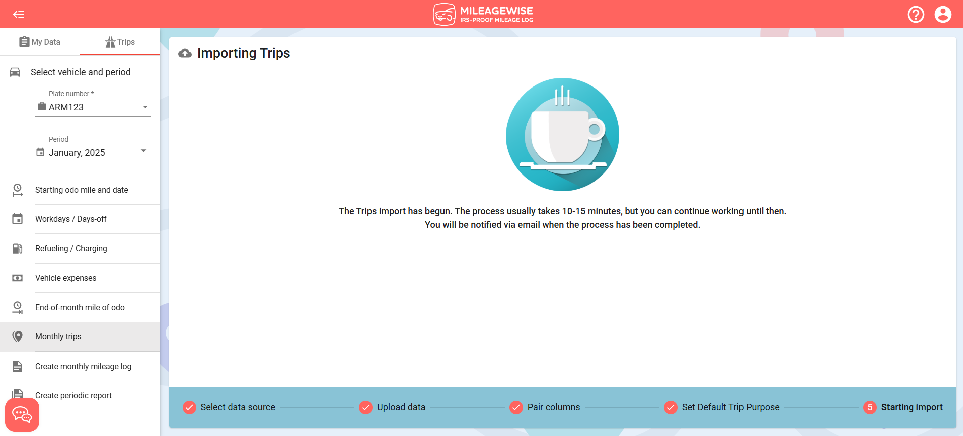 importing fixed trips has begun 2025