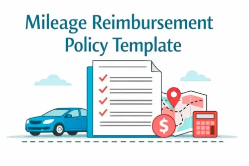 A mileage reimbursement policy template guides companies to fair policies