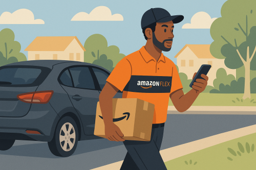 Amazon Flex mileage tracker app in use Amazon Flex mileage tracker app in use
