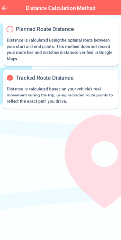 Choose distance calculation method