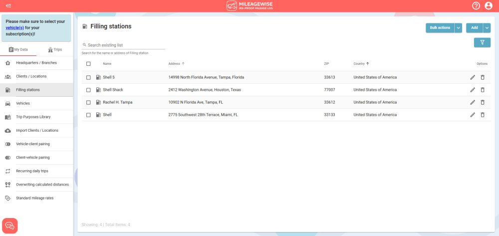 fs1 filling stations mileage log