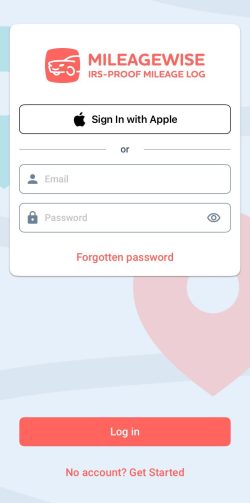 social sign in MileageWise Apple