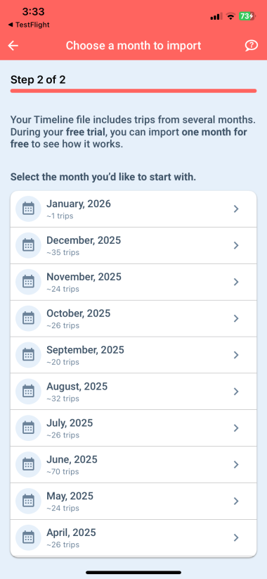ios timeline mileage months