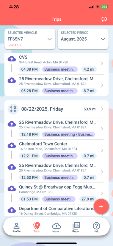 google timeline mileage log iphone