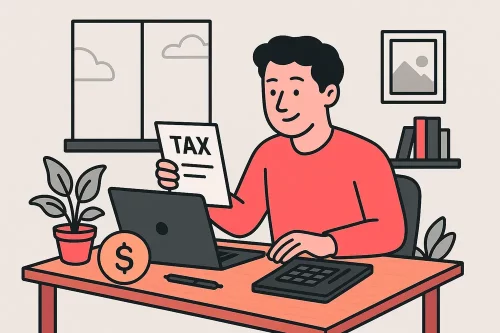 man filing for self-employed tax deductions