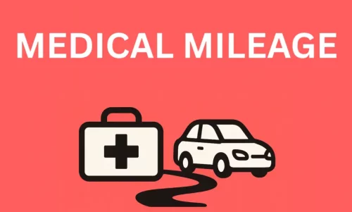 Medical Mileage illustration with car and cross