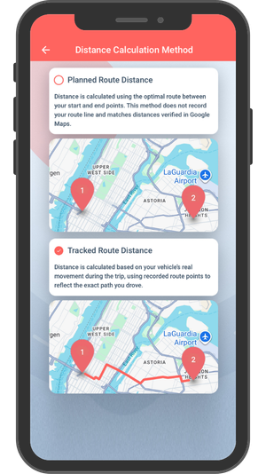 Mile tracker app with two distance calculation methods