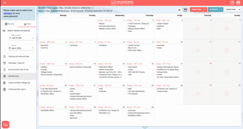 POI MileageWise Web Dashboard