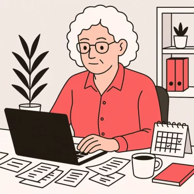 Self-employed woman claiming mileage on her taxes electronically