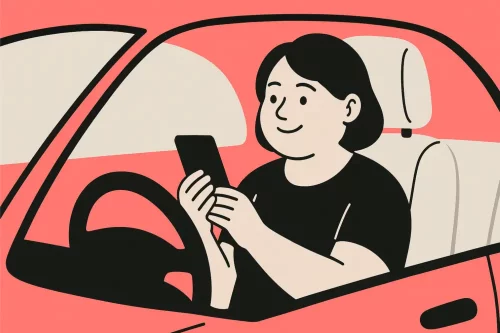Young woman in car trying out a MileIQ alternative for mileage logging.